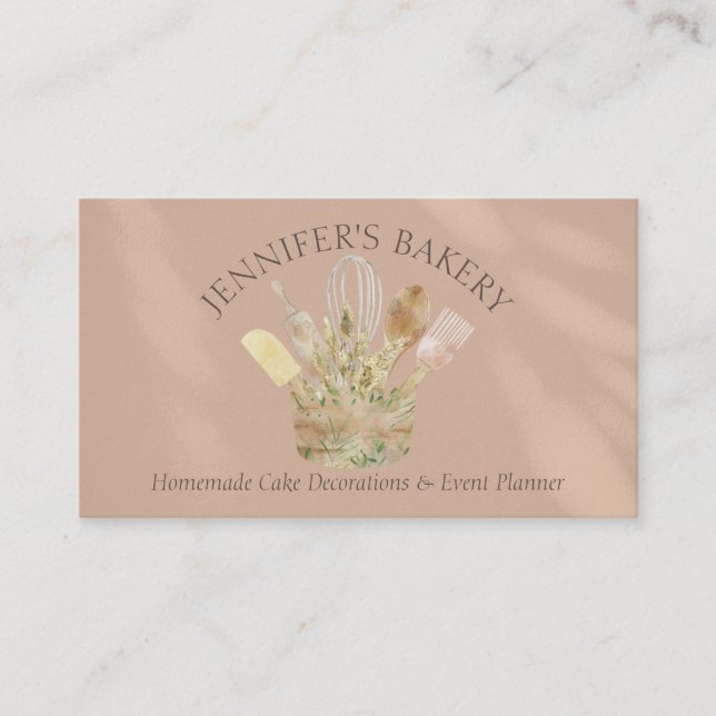 Brown Beige Bakery pastry patisserie chef Business Card (Front)
