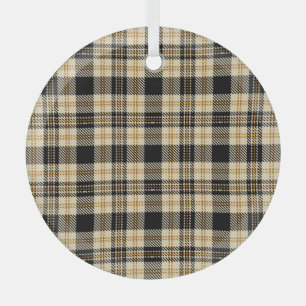 Brown Beige Black Plaid Pattern Glass Tree Decoration