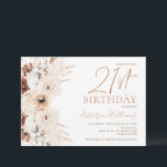 Brown Beige Boho Floral 21st Birthday Invitation<br><div class="desc">Brown Beige Boho Floral 21st Birthday Invitation Modern bohemian floral 21st birthday invitation featuring a lovely terracotta and beige flowers and a hint of pampas grass. This boho 21st birthday invitation also features a faux rose gold heading image in a modern calligraphy text. Ideal for anyone looking for a bohemian...</div>