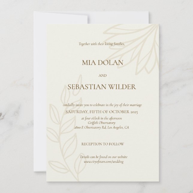 Brown Beige Boho Minimalist Wedding Invitation (Front)