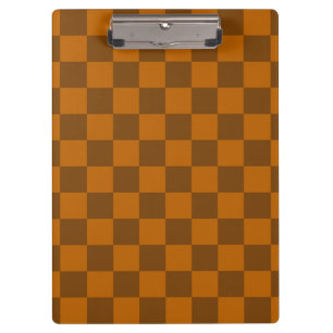 Brown Beige Chequered Block Print  Clipboard