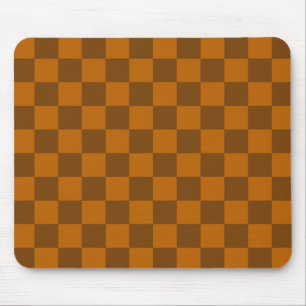 Brown Beige Chequered Block Print  Mouse Pad
