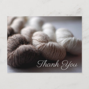 Brown Beige Cream Coloured Alpaca Yarn Thank You Postcard