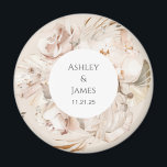 Brown-beige floral garden wedding magnet favours<br><div class="desc">Beige floral personalised garden wedding magnet</div>