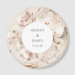 Brown-beige floral garden wedding magnet favours<br><div class="desc">Beige floral personalised garden wedding magnet</div>