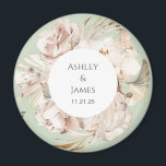 Brown-beige floral garden wedding magnet favours<br><div class="desc">Beige floral personalised garden wedding magnet</div>