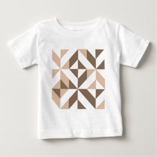 Brown Beige Geometric Cube Pattern Baby T-Shirt