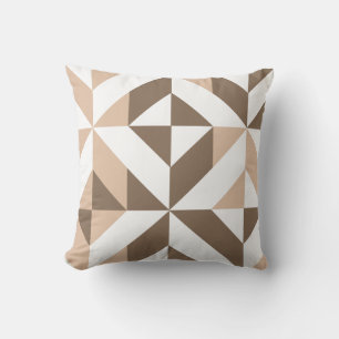 Brown Beige Geometric Cube Pattern Cushion