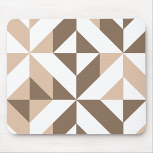 Brown Beige Geometric Cube Pattern Mouse Pad