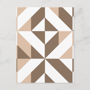 Brown Beige Geometric Cube Pattern Postcard