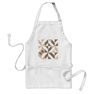 Brown Beige Geometric Cube Pattern Standard Apron