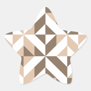 Brown Beige Geometric Cube Pattern Star Sticker