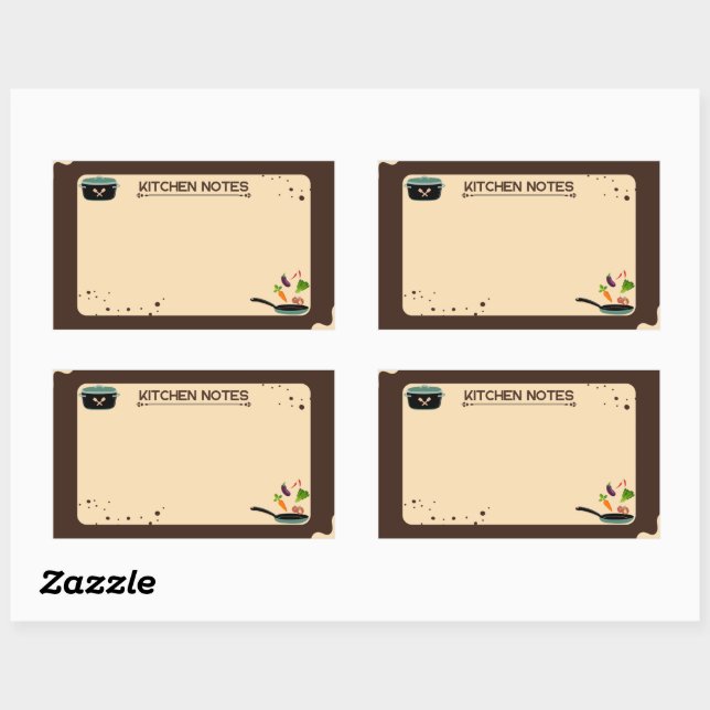 Brown Beige Kitchen Notes Cartoon Drawings Rectangular Sticker (Sheet)