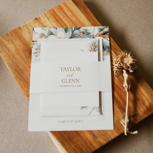 Brown Beige Minimalist Rustic Wedding Invitation Belly Band (Creator Uploaded)