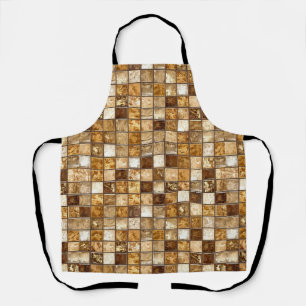 Brown Beige Mosaic Tile Warm Kitchen Pattern Flow Apron