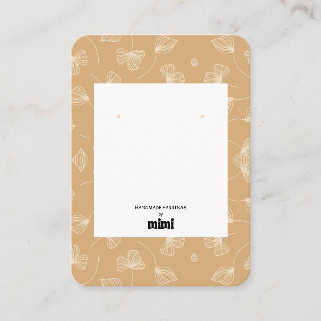 Brown Beige Mustard Earring Display  Business Card (Front)