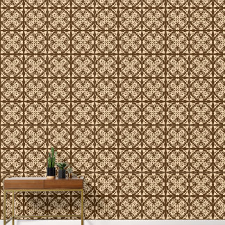 Brown & Beige Ornamental Tile – Moroccan Wallpaper