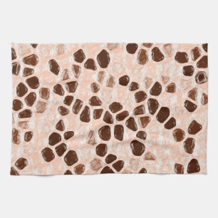 Brown Beige Pink Coral Orange Tea Towel