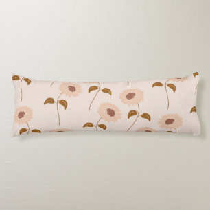 Brown Beige Retro Y2K Hippie Sunflower Pattern Body Cushion