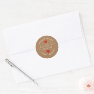 Brown Beige Save the date Classic Round Sticker