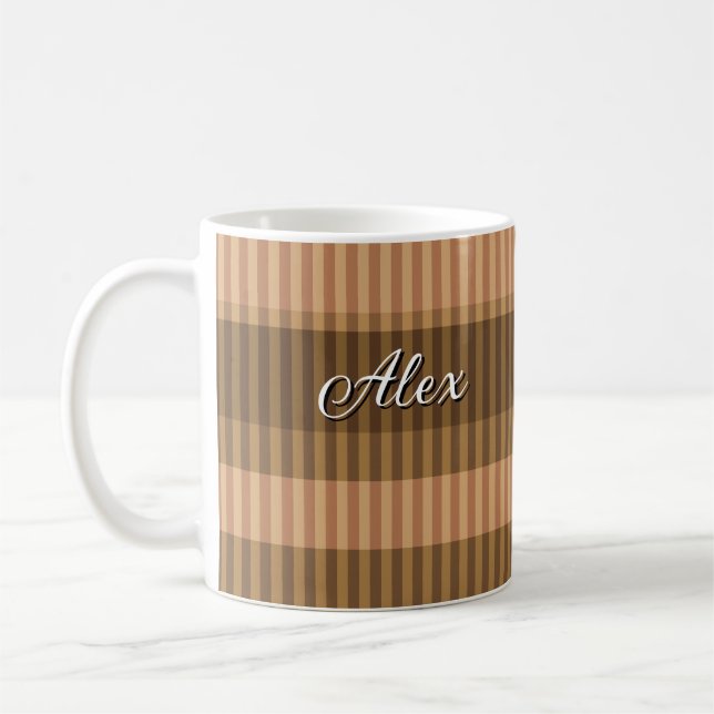  Brown beige shades striped vertical pattern Coffee Mug (Left)