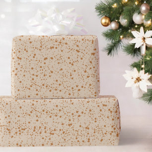 Brown Beige Splash Dot Festive Holiday Gift Wrapping Paper
