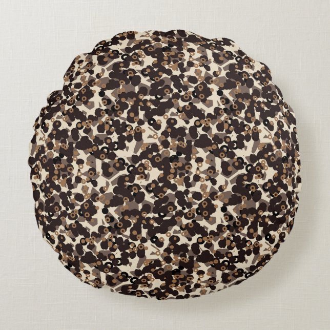 brown beige tan abstract round cushion (Front)