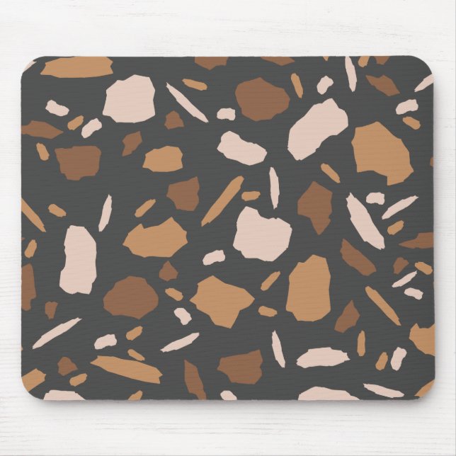 Brown, Beige,  Tan and Grey Terrazzo Marble  Mouse Pad (Front)