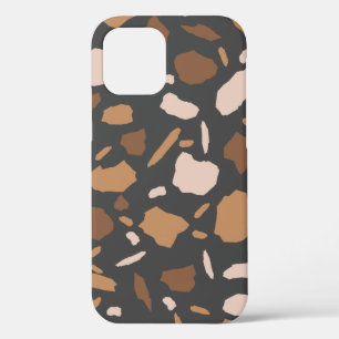 Brown, Beige,  Tan and Grey Terrazzo Pattern  iPhone 12 Case
