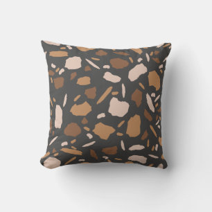 Brown, Beige,  Tan and Grey Terrazzo Pattern  Cushion