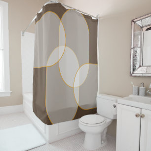 Brown, Beige, Tan & Gold Abstract Arch Pattern Shower Curtain
