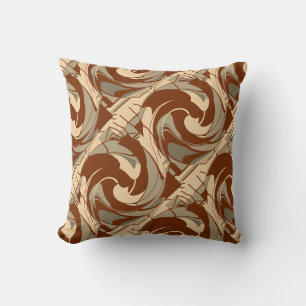 Brown Beige Tan Mediterranean Diagonal Art Print Cushion