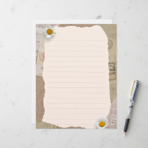 Brown Beige Vintage Scrapbook Lined Notes Custom Letterhead