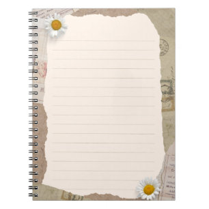 Brown Beige Vintage Scrapbook Lined Notes Notebook
