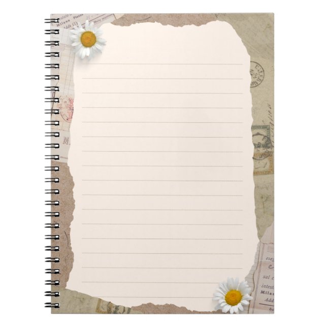 Brown Beige Vintage Scrapbook Lined Notes Notebook (Front)