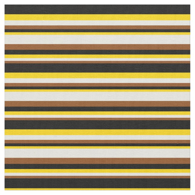 Brown, Beige, Yellow, and Black Coloured Lines Fabric (Close Up)