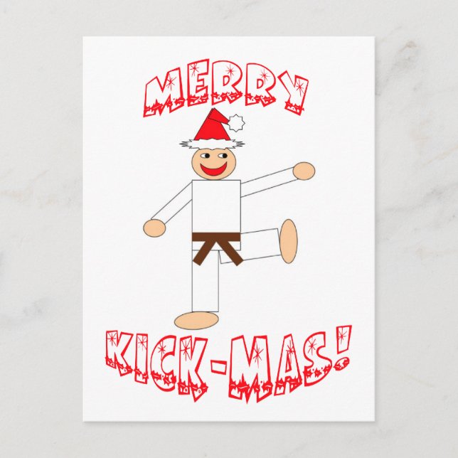 Brown Belt Merry Kick-Mas! Holiday Postcard (Front)