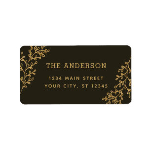 Brown Berry Sprig Foliage Address Label