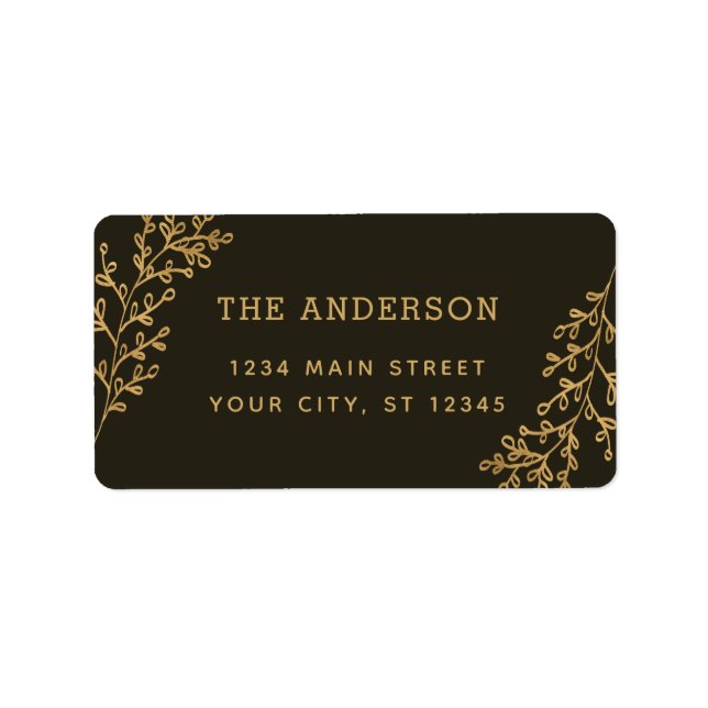 Brown Berry Sprig Foliage Address Label (Front)