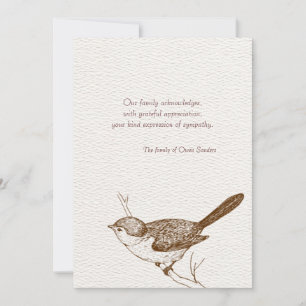 Brown Bird Bereavement Thank You Notes