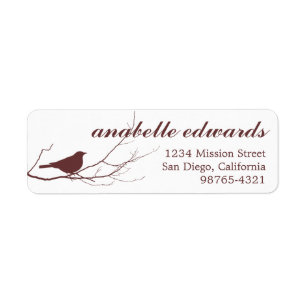 Brown bird on branch modern custom return address label
