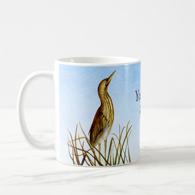 Brown Bittern Bird Watercolor Painting Coffee Mug (Left)