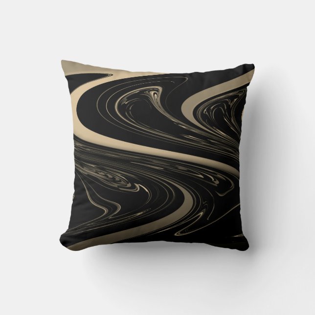 Brown & black abstract throw pillow (Front)