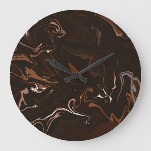 Brown, Black and Grey Swirls Large Clock