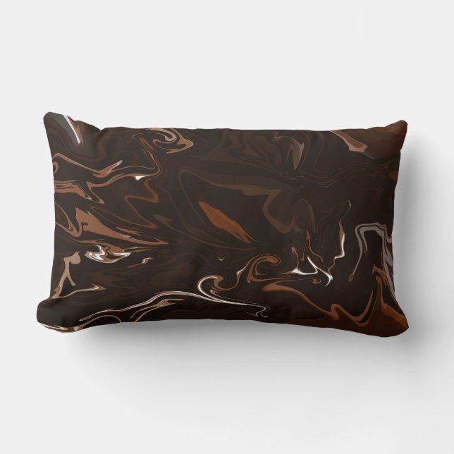 Brown, Black and Grey Swirls Lumbar Cushion (Front)