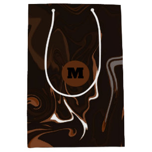 Brown, Black and Grey Swirls Medium Gift Bag
