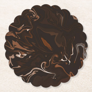 Brown, Black and Grey Swirls Paper Coaster