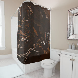 Brown, Black and Grey Swirls Shower Curtain