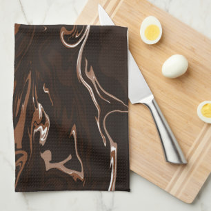 Brown, Black and Grey Swirls Tea Towel