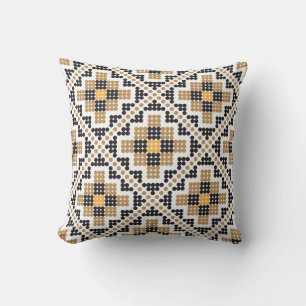 Brown black and orange Checkered Cushion